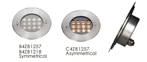 C4ZB1257 C4ZB1218 45° / 35° Asymmetrical Recessed LED Underwater Pool Lights IP68 Waterproof 1