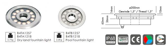 B4TB1257 B4TB1218 12 * 2W Central Ejective LED Pool Fountain Lights with Diameter Dia. 182mm Front Cover IP68 Waterproof 0