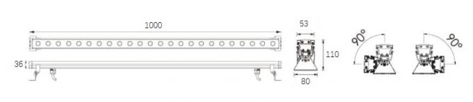 20*2W 1000mm Decorative Linear LED Wall Washer Bar , LED Wall Wash Flood Light 0